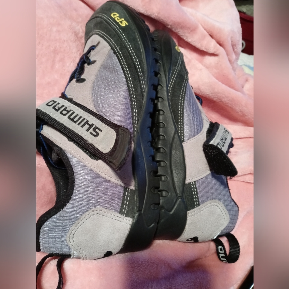 Shimano SPD Men's Mountain Bike Shoes Sneakers Gray Black SH-M037 Size 44 10 - Picture 3 of 5